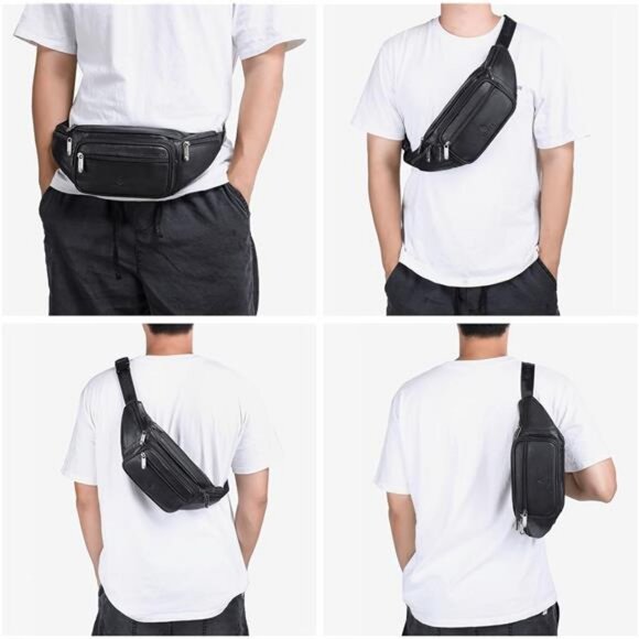 Leather Fanny Pack/Waist Bag/Organizer with Adjustable Belt - Picture 6 of 7